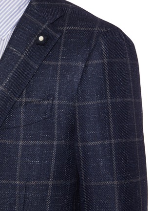  - LARDINI - Notch lapel windowpane check wool-silk-linen blend blazer