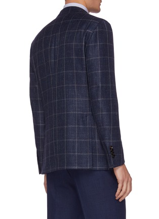 Back View - Click To Enlarge - LARDINI - Notch lapel windowpane check wool-silk-linen blend blazer