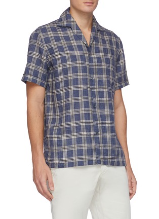 Front View - Click To Enlarge - LARDINI - 'Gian' check linen cotton blend shirt