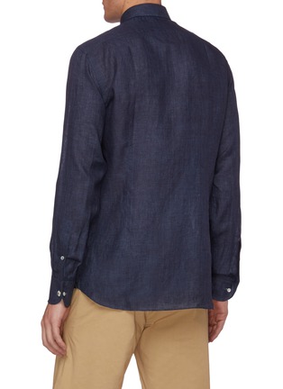 Back View - Click To Enlarge - LARDINI - Alvaro' spread collar linen shirt