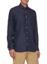 Front View - Click To Enlarge - LARDINI - Alvaro' spread collar linen shirt
