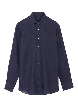 Main View - Click To Enlarge - LARDINI - Alvaro' spread collar linen shirt
