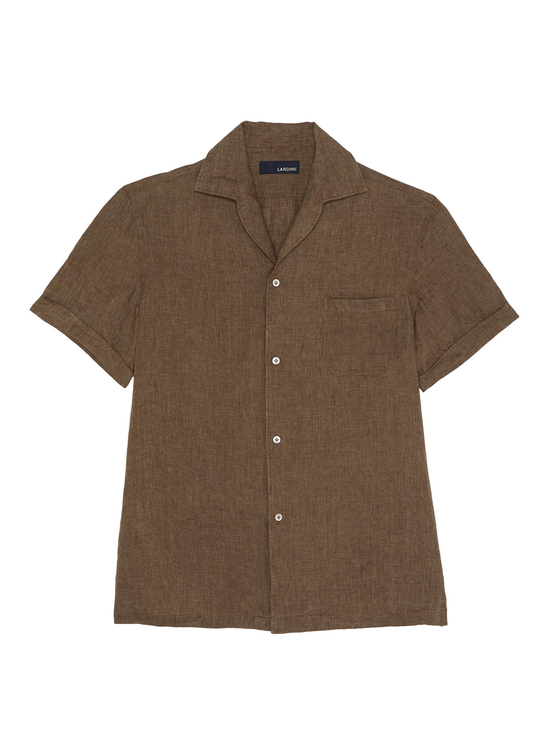 Lardini 'gian' Linen Cotton Blend Cuban Shirt In Brown
