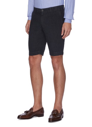Front View - Click To Enlarge - LARDINI - Tokyo 1' Crinkled Linen Bermuda Shorts
