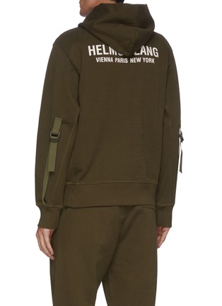 Back View - Click To Enlarge - HELMUT LANG - Logo print elbow strap hoodie