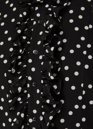 Detail View - Click To Enlarge - SAINT LAURENT - Polka dot ruffle detail sheer mini dress