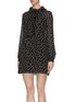 Front View - Click To Enlarge - SAINT LAURENT - Polka dot ruffle detail sheer mini dress