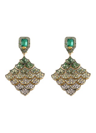 Main View - Click To Enlarge - JOHN HARDY - 'Cinta' diamond emerald sapphire peridot 18k gold earrings