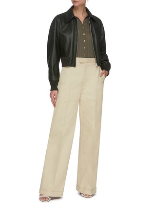 Figure View - Click To Enlarge - BOTTEGA VENETA - Boot cut high waist cotton pants