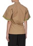 Back View - Click To Enlarge - BOTTEGA VENETA - Striped Sleeves Point Collar Cotton Shirt