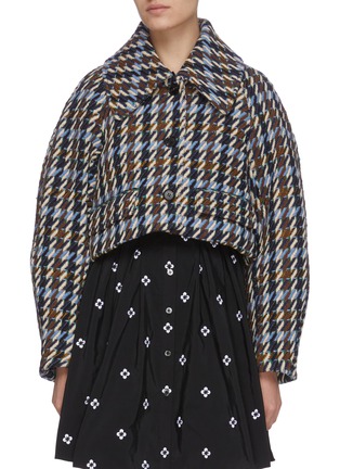 Main View - Click To Enlarge - MING MA - Bubble sleeve houndstooth jacket