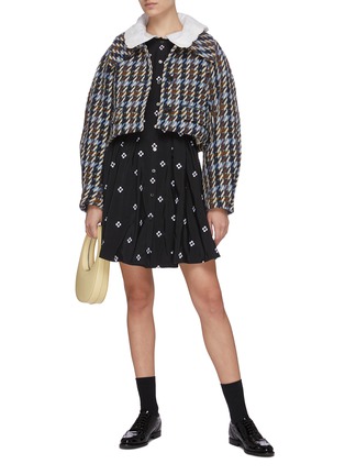 Figure View - Click To Enlarge - MING MA - Bubble sleeve houndstooth jacket