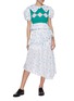 Figure View - Click To Enlarge - MING MA - Floral embroidered asymmetric hem ruffle skirt