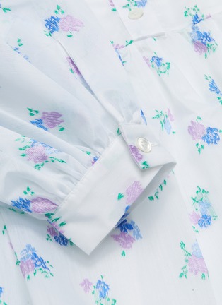 Detail View - Click To Enlarge - MING MA - Floral embroidered ruffle oversize shirt dress