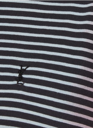  - SAINT LAURENT - Horizontal stripe monogram embroidered T-shirt