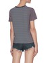 Back View - Click To Enlarge - SAINT LAURENT - Horizontal stripe monogram embroidered T-shirt