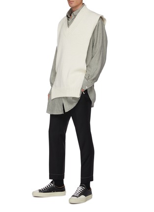Figure View - Click To Enlarge - MAISON MARGIELA - Pinstripe oversized cotton shirt