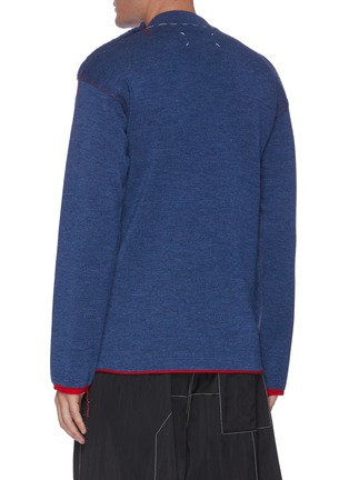 Back View - Click To Enlarge - MAISON MARGIELA - Contrast topstitch rib knit sweater