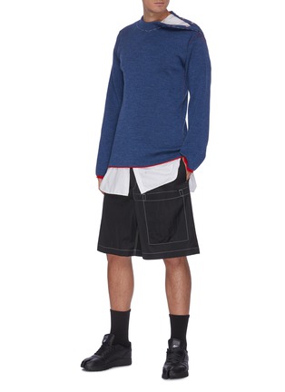 Figure View - Click To Enlarge - MAISON MARGIELA - Contrast topstitch rib knit sweater