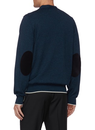Back View - Click To Enlarge - MAISON MARGIELA - Contrast rib elbow patch cardigan