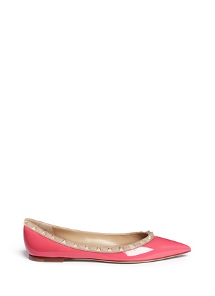 Main View - Click To Enlarge - VALENTINO GARAVANI - 'Rockstud' patent leather skimmer flats