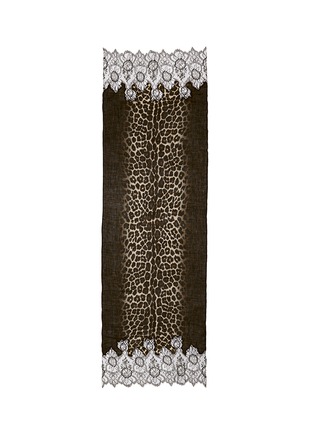 Figure View - Click To Enlarge - VALENTINO GARAVANI - Lace panel jaguar print scarf