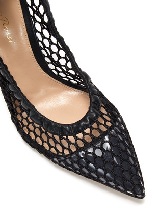 Detail View - Click To Enlarge - GIANVITO ROSSI - Leather Trim Fishnet Pumps