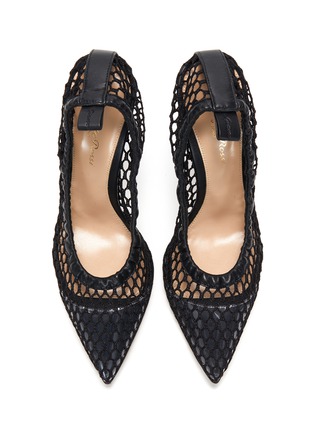 Figure View - Click To Enlarge - GIANVITO ROSSI - Leather Trim Fishnet Pumps