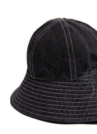 Detail View - Click To Enlarge - MAISON MICHEL - 'Julianne' Chin String Top Stitch Denim Bucket Hat