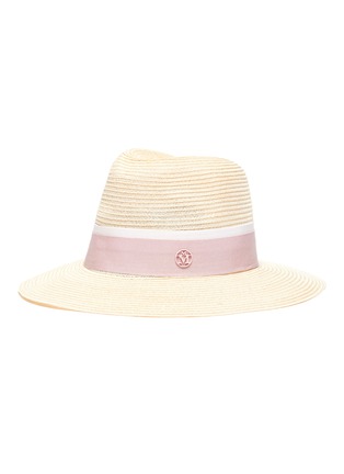 Main View - Click To Enlarge - MAISON MICHEL - Henrietta' Logo Plaque Band Canapa Straw Fedora
