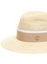 Detail View - Click To Enlarge - MAISON MICHEL - 'Henrietta' Logo Plaque Band Canapa Straw Fedora