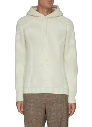 Main View - Click To Enlarge - DREYDEN - Rib Knit cashmere hoodie
