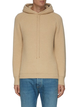Main View - Click To Enlarge - DREYDEN - Rib Knit cashmere hoodie