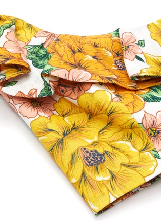  - ZIMMERMANN - POPPY' Tie Back Floral Print Ruffle Neck Crop Top