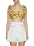 Main View - Click To Enlarge - ZIMMERMANN - POPPY' Tie Back Floral Print Ruffle Neck Crop Top