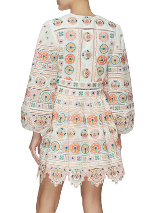 Back View - Click To Enlarge - ZIMMERMANN - BRIGHTON' V-neck Embroidered Plunge Cotton Dress