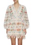 Main View - Click To Enlarge - ZIMMERMANN - BRIGHTON' V-neck Embroidered Plunge Cotton Dress