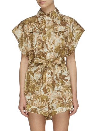 Main View - Click To Enlarge - ZIMMERMANN - 'BRIGHTON' Palm Print Playsuit