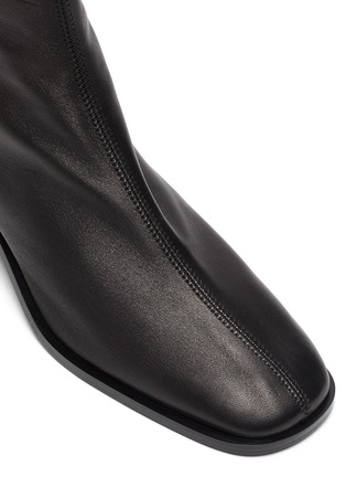 Detail View - Click To Enlarge - ACNE STUDIOS - Square Toe Heeled Lambskin Leather Ankle Boots