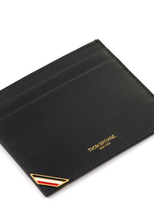 Detail View - Click To Enlarge - THOM BROWNE  - Tricolour Tab Enamel Double Side Leather Cardholder