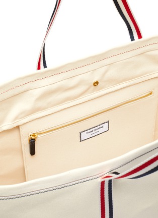 Detail View - Click To Enlarge - THOM BROWNE  - Tool' Tricolour Strap Oversize Canvas Tote