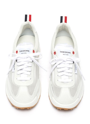 Detail View - Click To Enlarge - THOM BROWNE  - Pebble grain leather brogue unlined sneakers