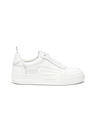 Main View - Click To Enlarge - THOM BROWNE  - Low top basketball vitello leather sneakers