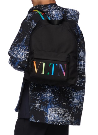 Figure View - Click To Enlarge - VALENTINO GARAVANI - Valentino Garavani rainbow logo print backpack