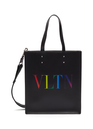 Main View - Click To Enlarge - VALENTINO GARAVANI - Valentino Garavani rainbow logo print leather tote