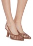 Figure View - Click To Enlarge - CULT GAIA - 'Soray' leather mesh PVC slingback pumps