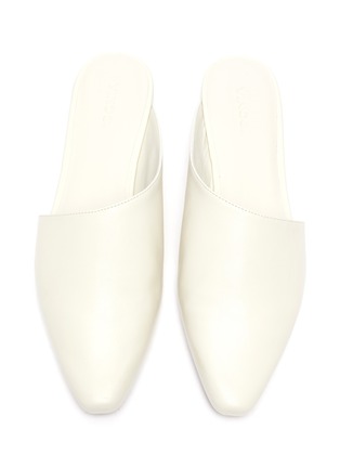white leather mules