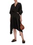 Figure View - Click To Enlarge - JW ANDERSON - Cut Out Side Wrap Jacquard Midi Dress