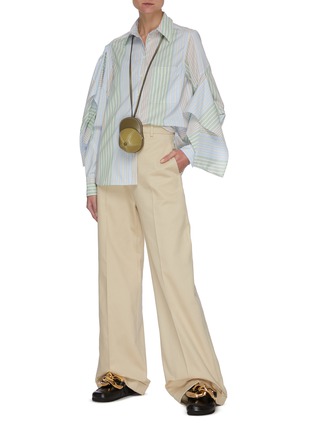 Figure View - Click To Enlarge - JW ANDERSON - Multi Stripe Ruffle Drape Sleeve Shirt