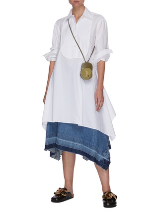Figure View - Click To Enlarge - JW ANDERSON - Asymmetric Hem Cotton Bib Shirt Dress